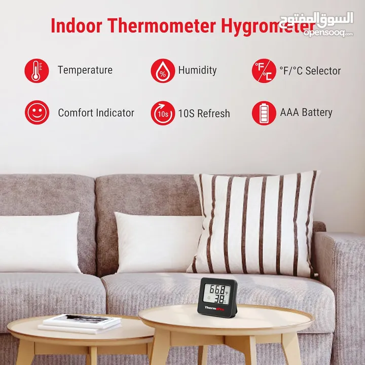 مقياس حرارة للمنزل لقياس درجة الحرارة والرطوبة للمكتب وغرف والاطفال والصوبات والصوبات الزراعية TP157
