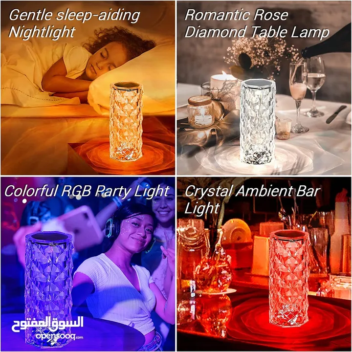 مصباح كريستال الماس القابل لإعادة الشحن مع جهاز تحكم عن بعد. Rechargeable Diamond Crystal Lamp with