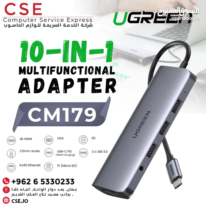 UGREEN CM179 USB-C 10-IN-1 Multifunctional Adapter وصلة متعددة المداخل اتش دي ماكرو يو اس بي