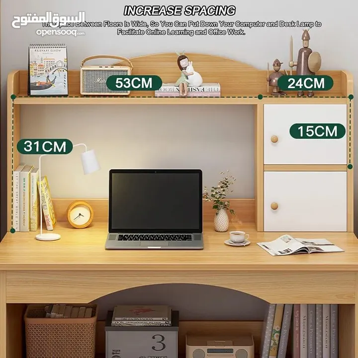 مكتب فخم مع رفوف وخزانتين متوفر بلونين  بسعر عرض