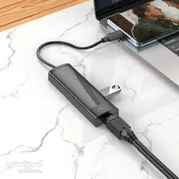 Hoco HB42 4 IN 1 USP-C TO USB + Rj45 تحويلة من تايب سي لا3 مداخل USP مع مدخل انترنت لايباد و ماك بوك
