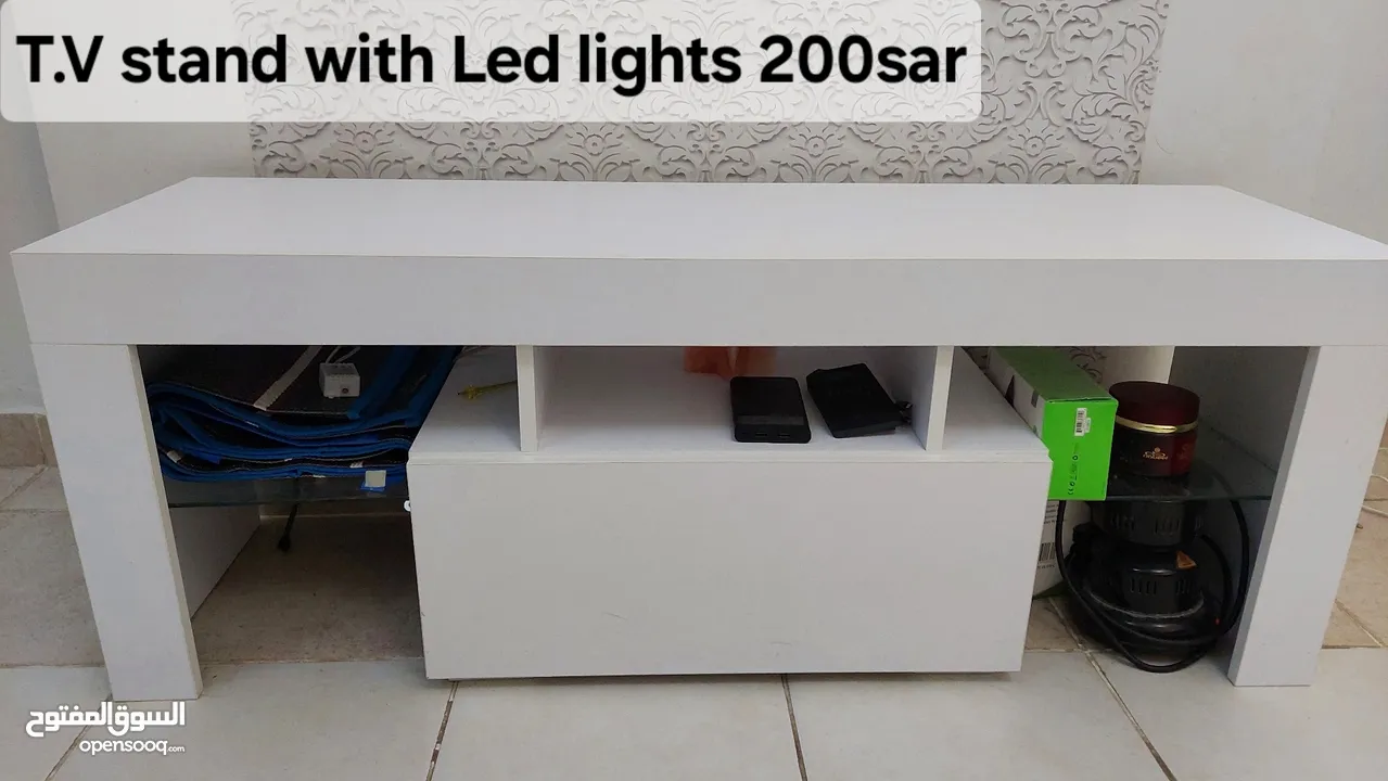t.v stand with led lights