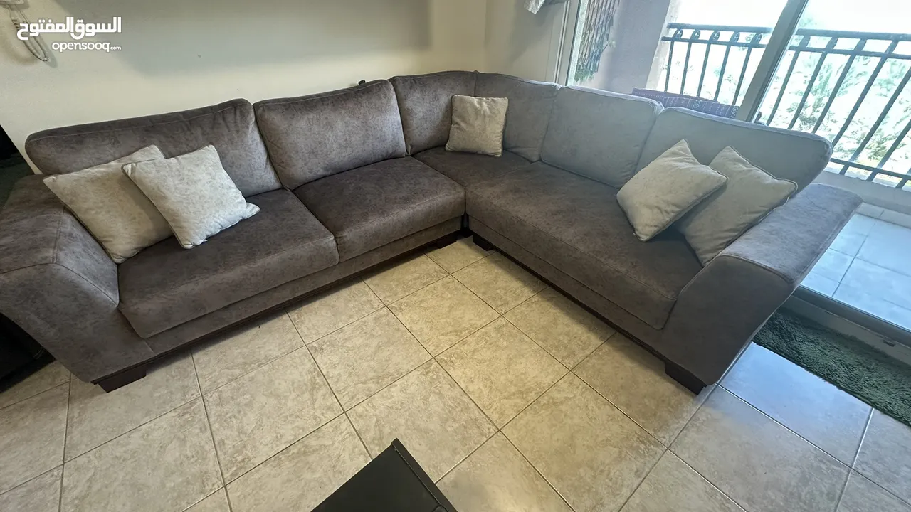 SOFA L SHAPE FOR SALE WITH COFFEE TABLE AND TV TABLE