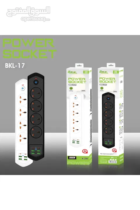 وصلة كهرباء أصليه BKL-17 - 2M ORIGINAL POWER STRIP WITH USB 3.0 - USB TYPE C CHARGER