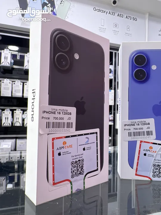 iPhone 16 (128 GB) ايفون 16 جديد  وارد الشرق الاوسط جديد بالكرتونة  ABM كفالة من الوكيل الرسمي سنة