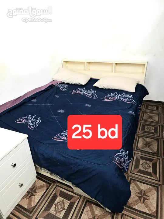 Double bed, queen bed, single bed, 3 door wardrobe, 2 door wardrobe, 2 leather sofa