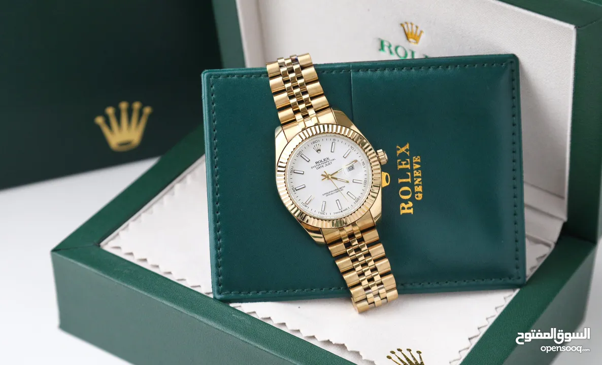 ساعات Rolex ستيل + جلد مع بكج رولكس لساعة وبطاقة كفالة لمدة سنة كاملة من تاريخ الاستلام  تواصل واتس