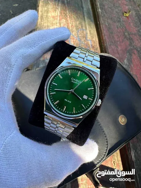 Casio Watch MTP-VC01 Silver/Green  Modern Style with a Vibrant Accent