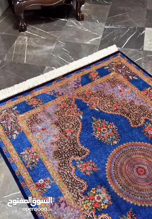 سجادة حريرية إيرانية يدوية فاخرة – صناعة  قم  الأصلية