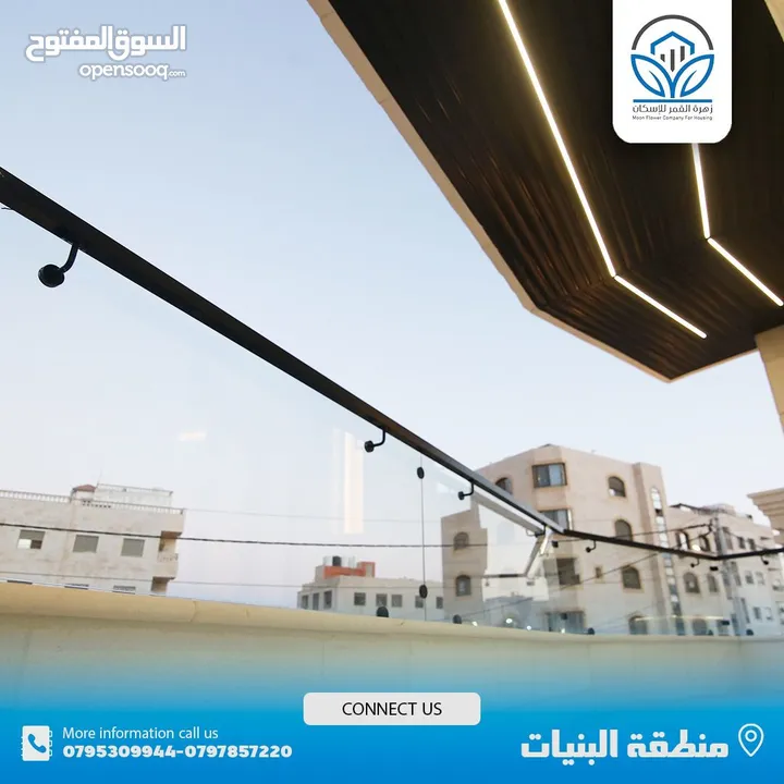 شقة طابق ثالث مع روف في مشروع زهرة القمر بإطلالة رائعة وتشطيبات عالية الجودة في موقع مميز