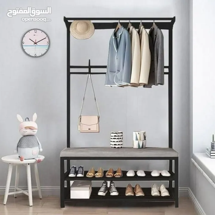 شماعة + جزامة  مقعد 3*1 جودة عالية وتحمل ممتاز مصنوعة من معدن متين وقوي يتحمل الأوزان الثقيلة