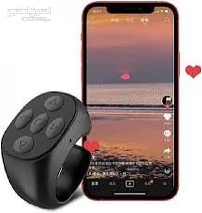 خاتم بلوتوث تحكم كامل بتقليب صفحات موبايل و فديو و صور و يوتيوب و تكتك و سوتش تصوير عن بعد 10 متر دو