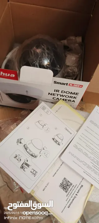 كاميرا مراقبة داهوا smart (جديدة) مواصفات عاليه مع 118 متر رولات كيبل ايثرنت مع رواس سلك