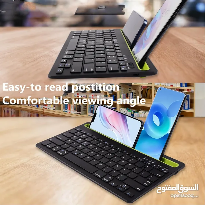 كيبورد بلوتوث للموبايل والايباد والكمبيوتر Bluetooth Keyboard for ipad, Multi-Device Wireless Keyboa