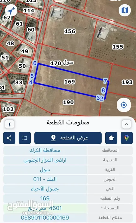 أرض للبيع في الكرك / سول