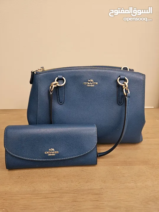 Coach Mettalic Blue Leather Full size Bag