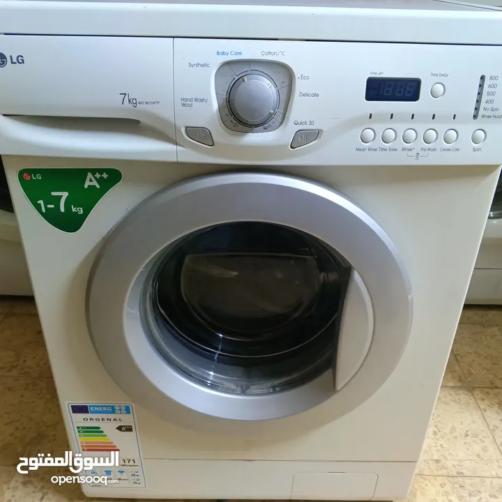غسالة ال جي 7 كيلو بحالة ممتازة شغالة مية بالمية