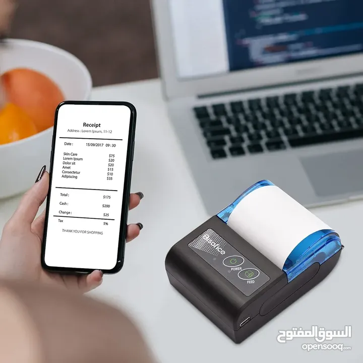 طابعة حرارية صغيرة ربط بلوتوث و usb