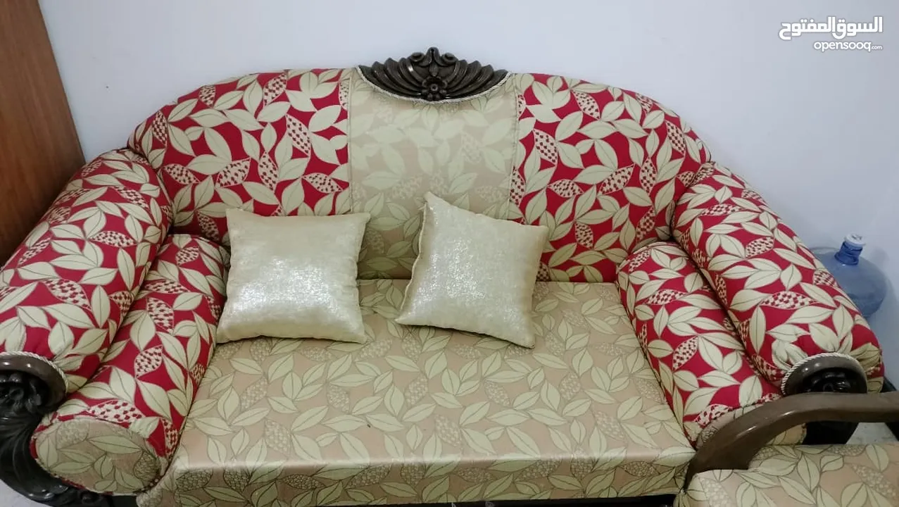 Hard wood sofa set 7 seated with central and side tables