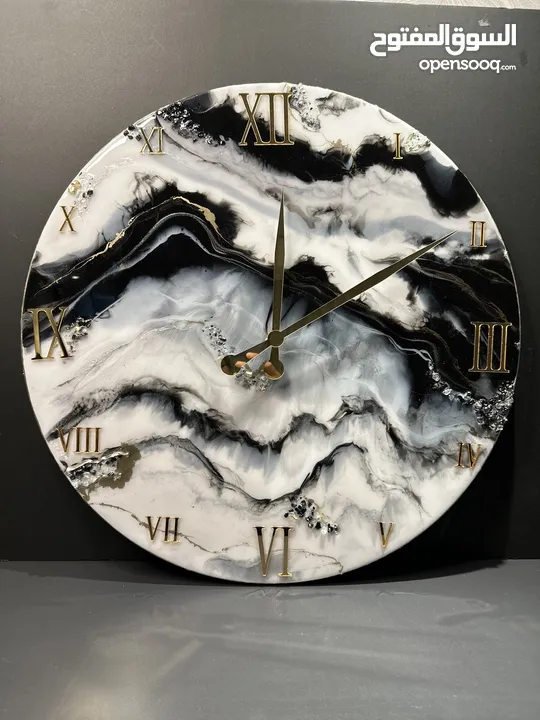 Exclusive black art resin wall clock 60 cm