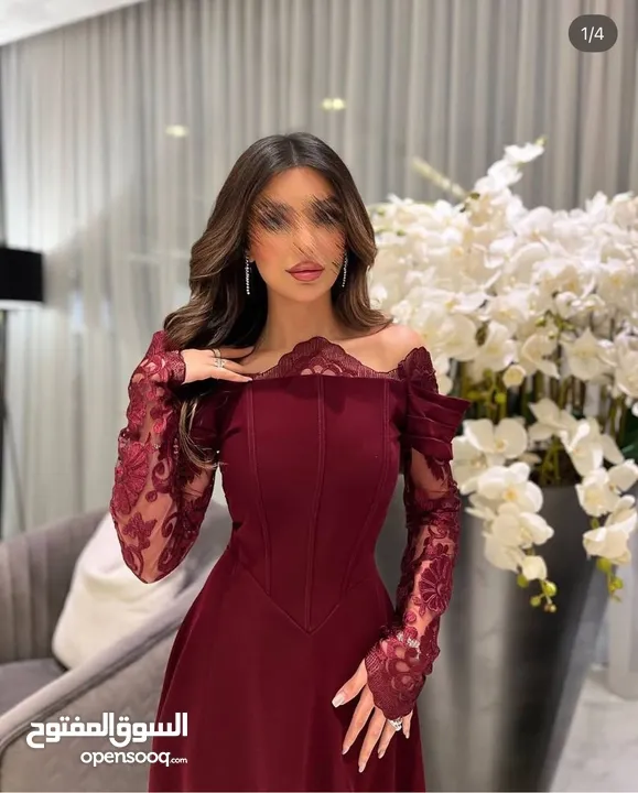 فستان مناسبات  الون عنابي خمري