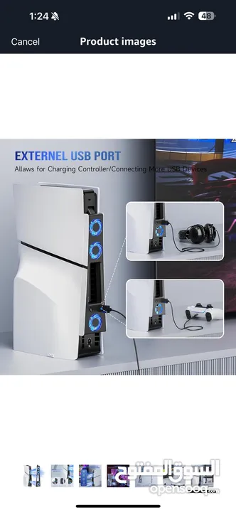 Cooling fan PS5 Slim KASTWAV نظام تبريد هادئ و صامت مع 3 مراوح مبرد مع إضاءة 5 volts AC