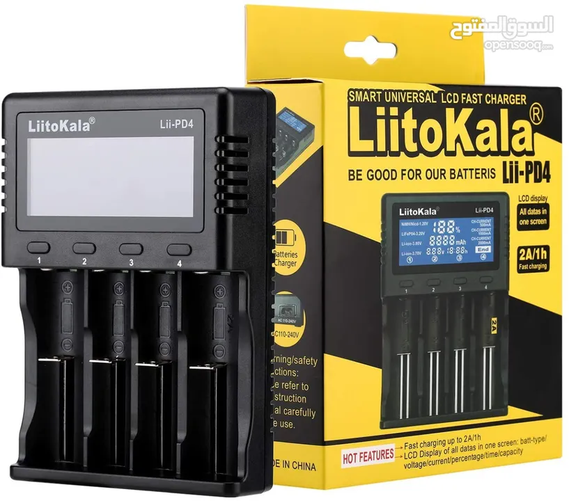 شاحن بطاريات رباعي  ليثيوم مع شاشة عالي الجودة LIITOKALA LII-PD4 Smart Battery Charger