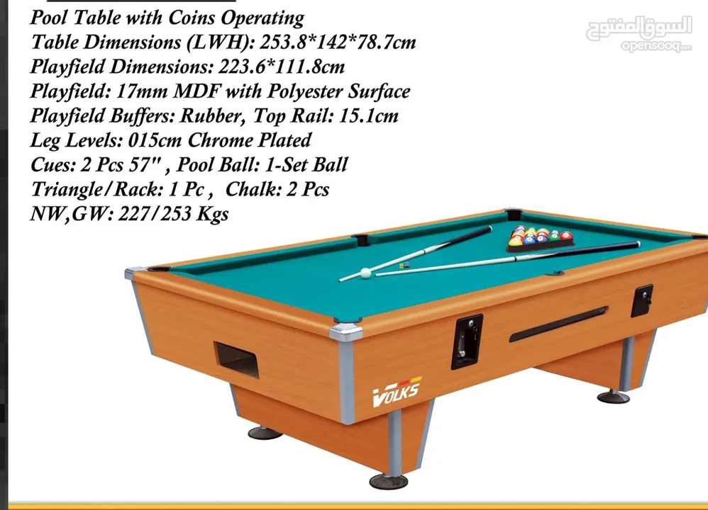 BILLIARD TABLE 7FIT/8FIT/9FIT