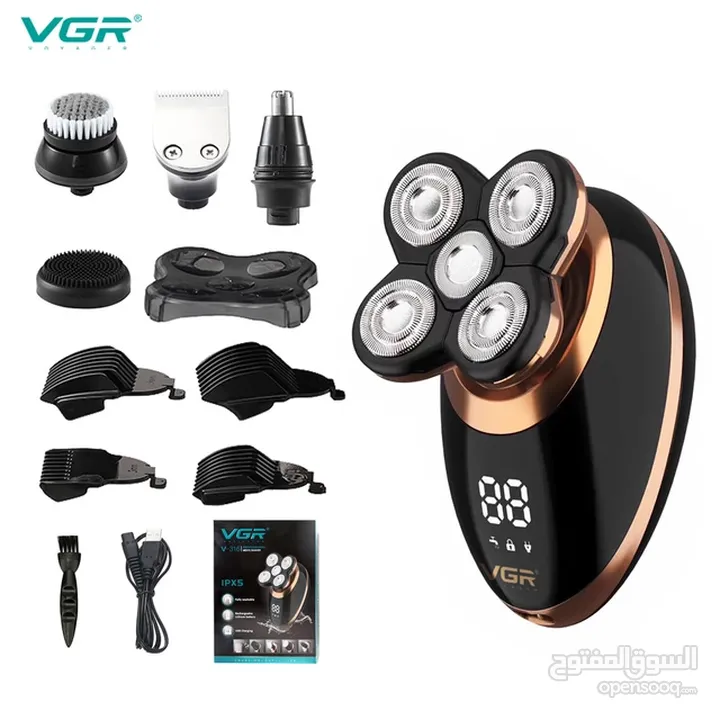 ماكينة  حلاقة 5 في 1 ضد الماء مزودة بشاشة VGR V-316 حلاقه ماكنه الحلاقة شعر الراس حلاقة اللحيه