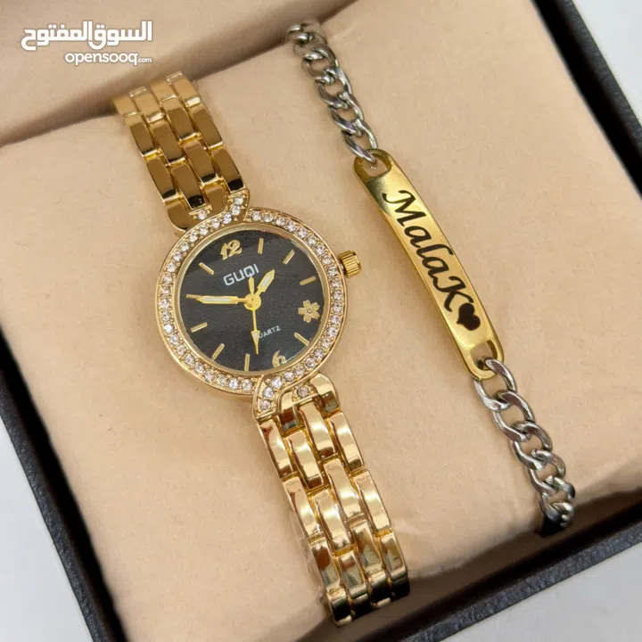 طقم ساعة واسوارة ستاتي  الحفر حسب الطلب