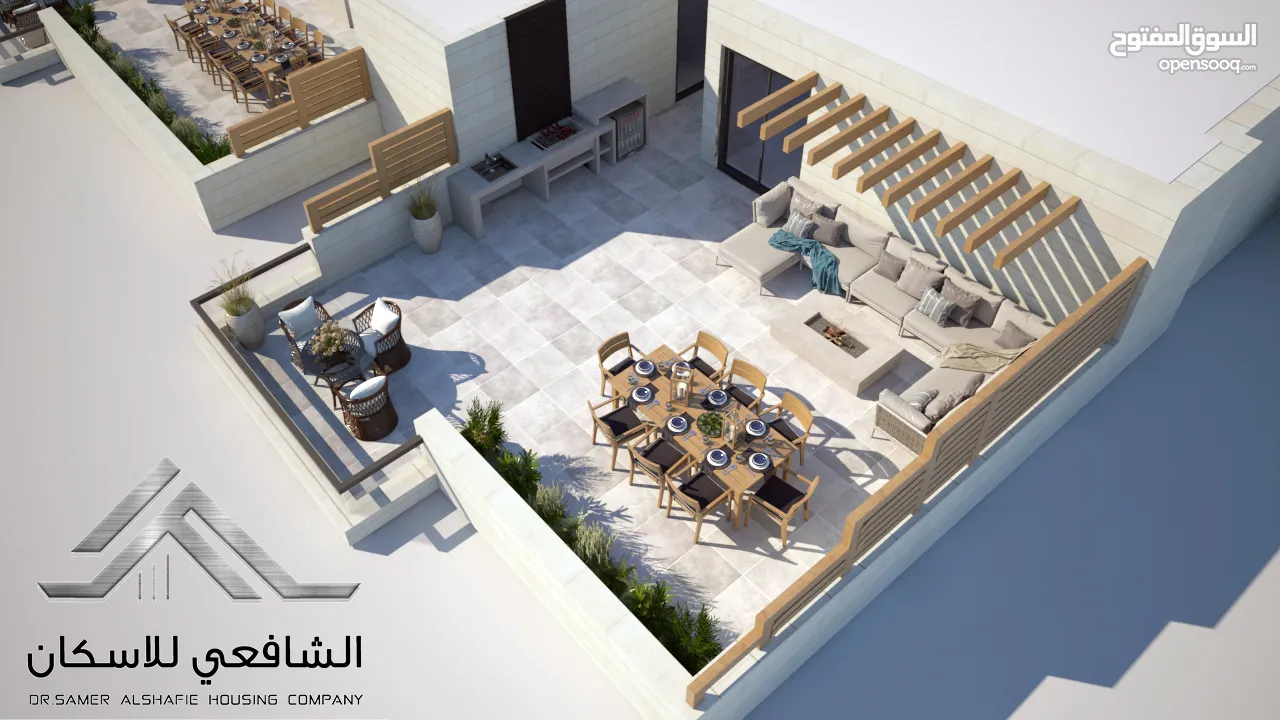 شقة دوبلكس اخير مع روف مساحة 190م + ترس  80م  طريق المطار / خلف جامعة البتراء