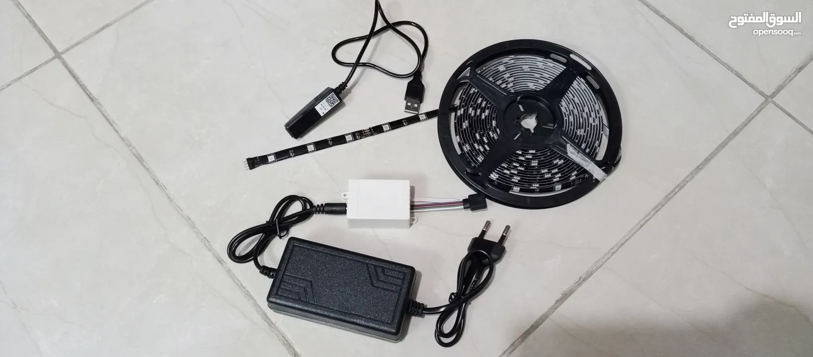 شريط حبل اضائه ليد LED RGB LIGHT تحكم بالريموت اوتطبيق يضئ الوان يعمل عن طريق وصلةUsb ضوء زينه ديكور