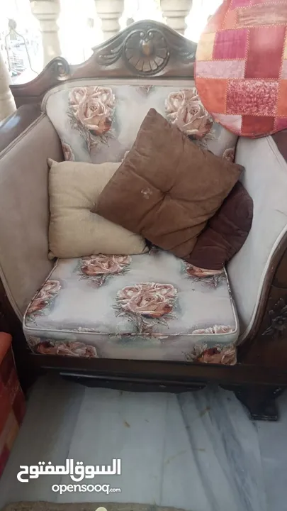طقم كنب 6 مقاعد خشب زان اصلي