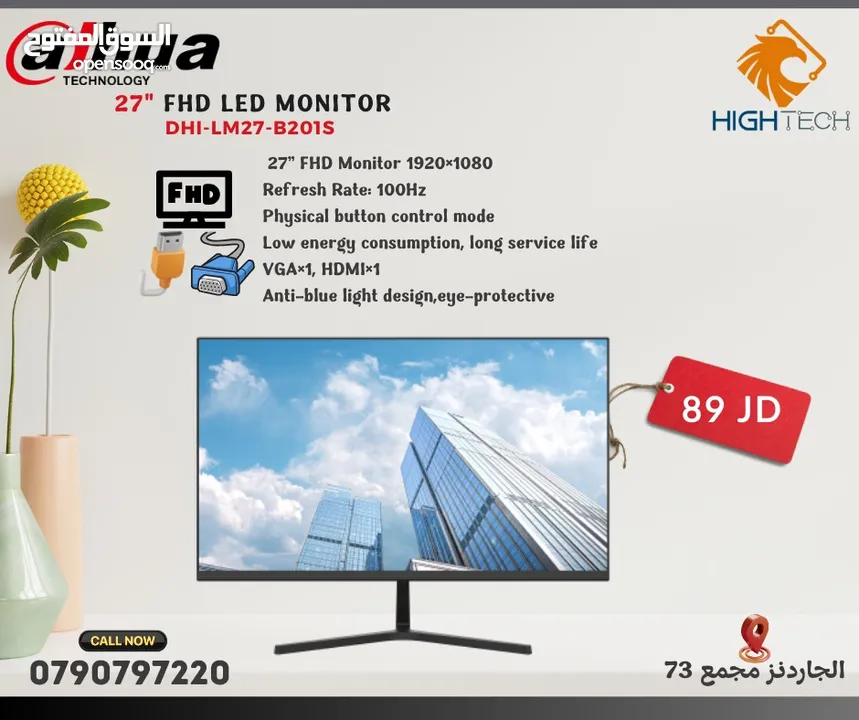 شاشات كمبيوتر - LENOVO 21.5" FHD XUSB-X1HDMI-1xAudio-AMD FREE SYNC-75Hz Computer Monitor