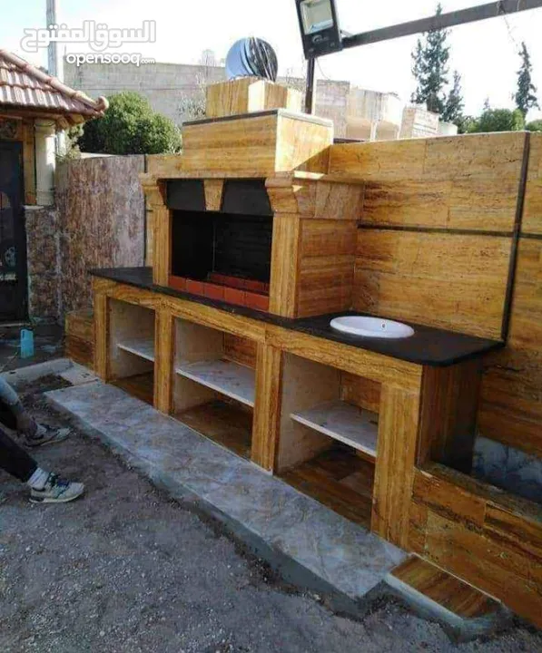 ديكورات حجر نوافير شلالات مغاسل فير بليس باربكيو ديكورات شبابيك ومداخل دربزينات ومشربيات اعمده