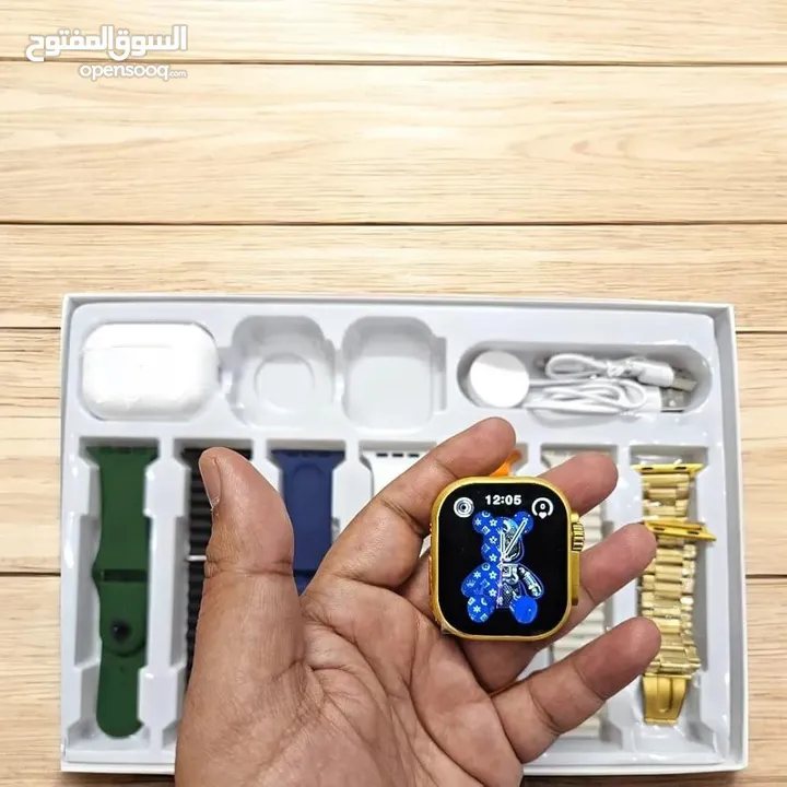 ساعة i20 Ultra – الإصدار التاسع الجديد كلياً  7 سيرات + سير رولكس حديد فاخر AirPods Pro كوبي