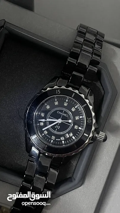 ساعة شانيل سوداء نسائية ماستر كوبي مقلد درجة اولى. Chanel watch black copy master