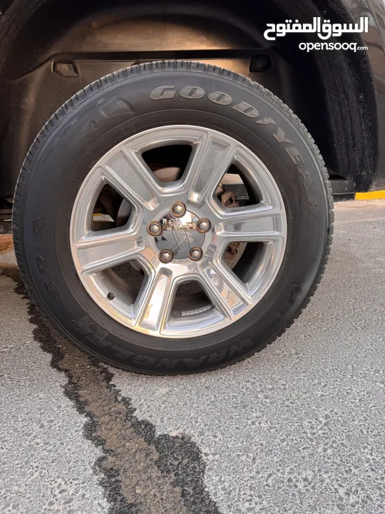 2017 Dodge Ram Longhorn rims طقم  جنطات دودج رام اصلي مع كوشوك جديد Goodyear