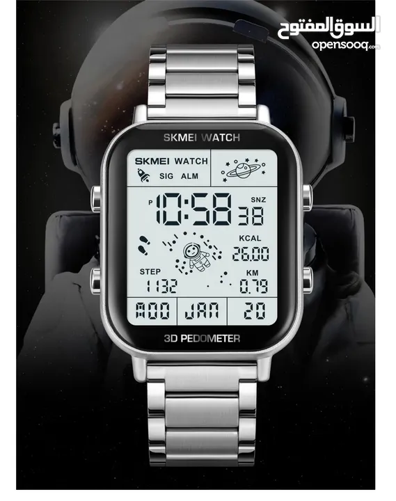 wacth  for men Stainless steel multi function water resistance digital watch 3D pedometer