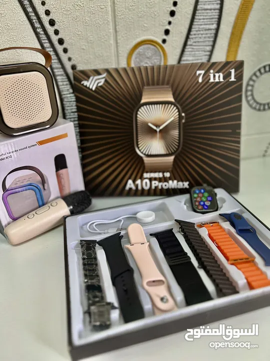 ساعة Series 10 A10 ProMax الذكية + 7 أساور متنوعة تناسب كل ذوق ومناسبة!