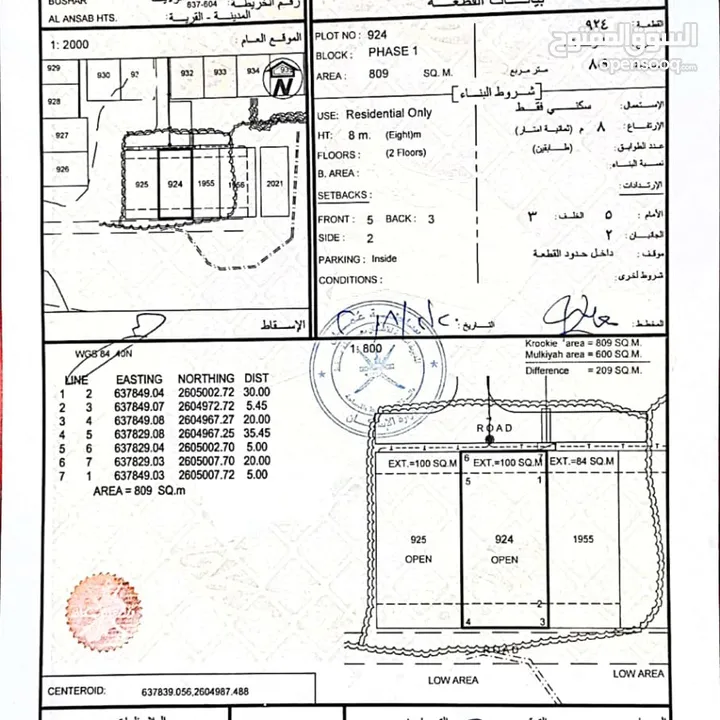 أرض نادرة للبيع على إطلالة وادي الانصب