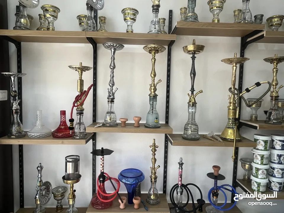 رفوف محل وديكور محل اراجيل