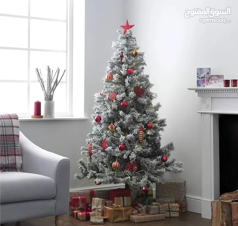 شجرة كريسماس 180 سم أخضر ثلجي كثيف مستورد 180cm snowy christmas artificial tree