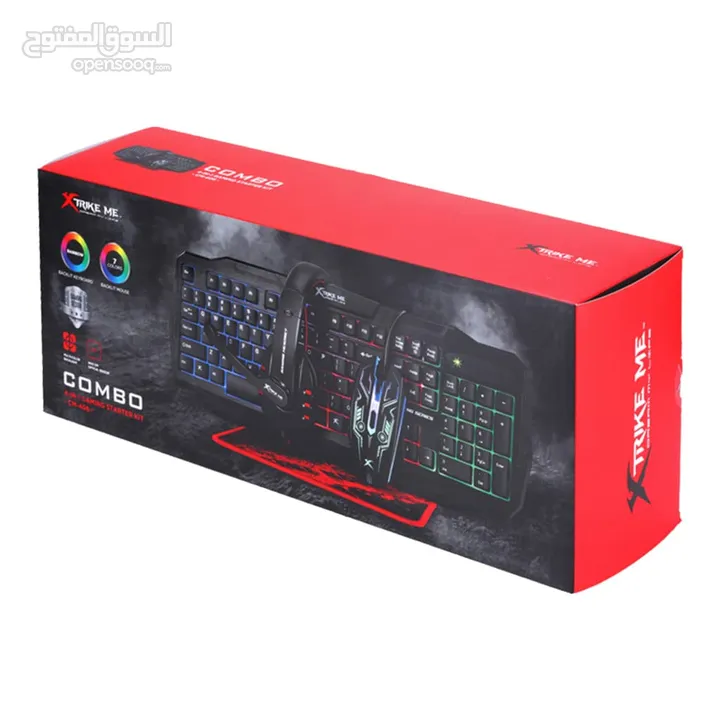 ماوس + كيبورد + سماعه + باد ماوس جيمنج ملون سلكي XTRIKE ME CM-406 - 4 in 1 USB WIRED GAMING COMBO