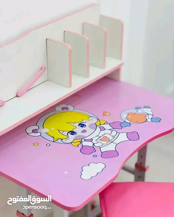 مكتب اطفال مع كرسي طبي + هدية علبة الوان  وفر لطفلك مساحة مثالية للمذاكرة والرسم واللعب