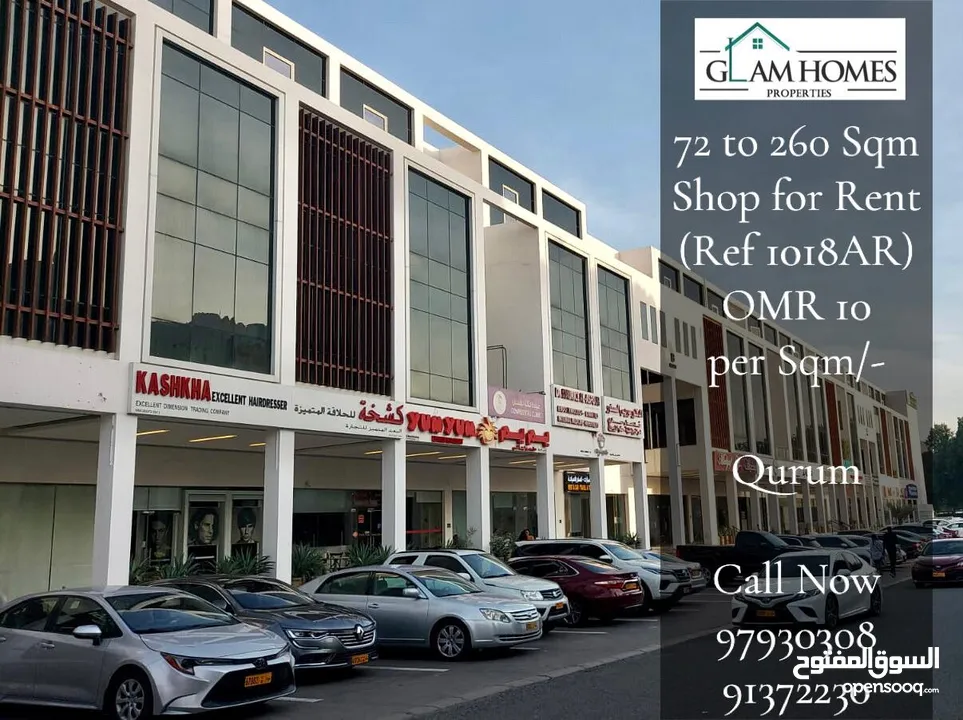 Shop Space 62 to 260 Sqm for rent in Qurum REF:1018AR