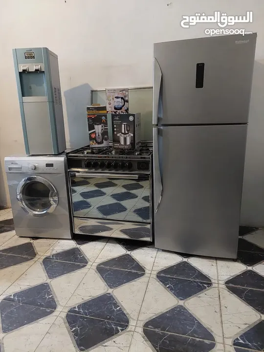 بكج عرسان مستعمل 7 قطع  ثلاجه 22قدم نوع ناشونال  غاز يونفيرسال ايطالي مجدد كامل 5 عيون غساله ناشونال