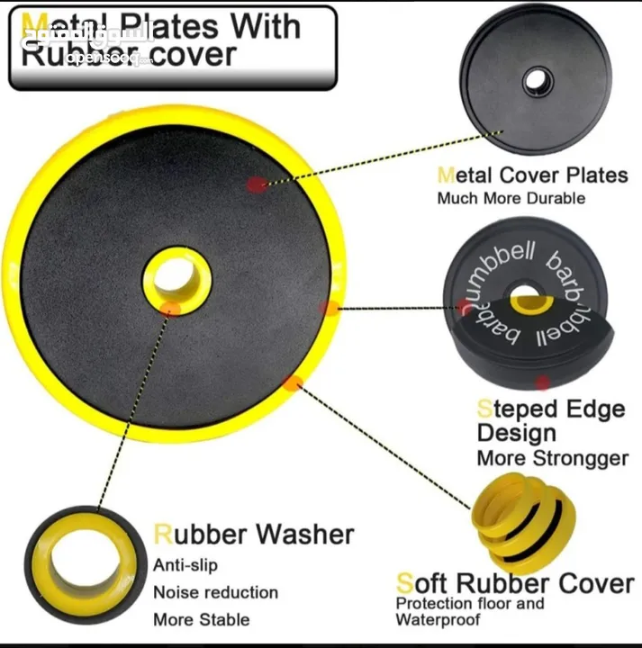 YELLOW PVC COATED ADJUSTABLE DUMBELLS BOX 15KG, 20KG, 30KG.