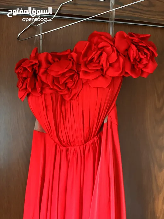 فستان سهرة تركي ، لون احمر ، طويل