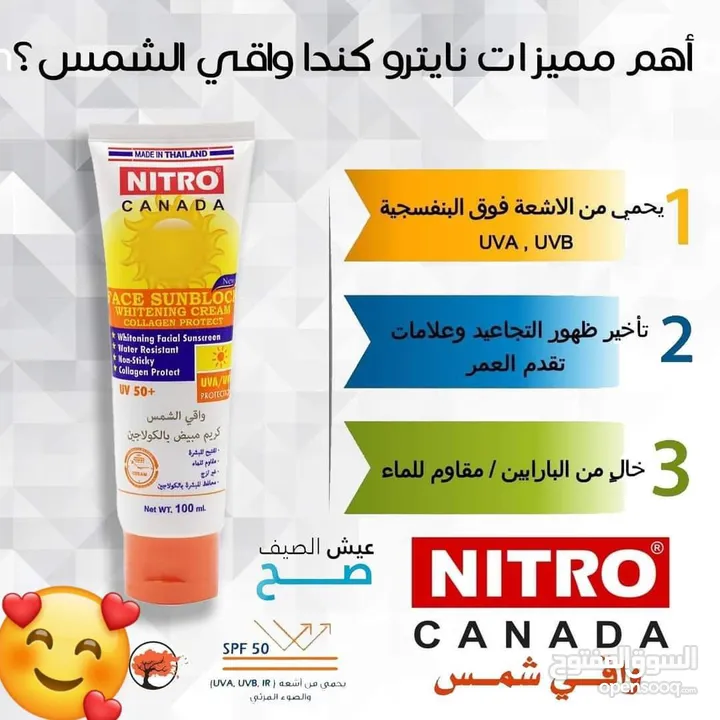 واقي شمس النيترو  بالكولاجين  يعزز من افراز الكولاجين للبشرة واقي شمس نيترو بالكولاجين تايلندي اصلي